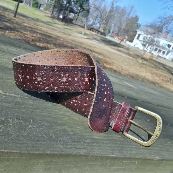 Abercrombie & Fitch Accessories - Leather Belt Dark Brown Pressed Embossed Design 36